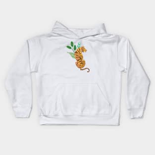 Tiger Stripes and leaves Kids Hoodie